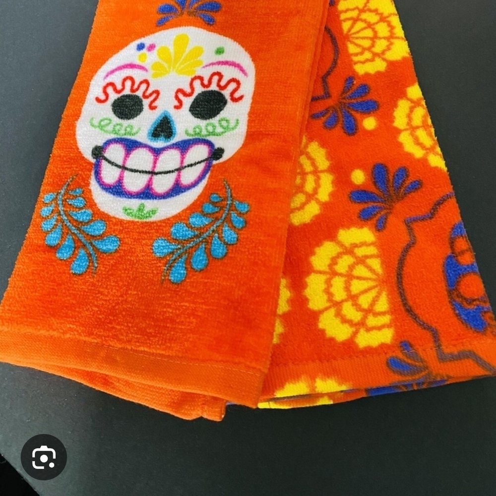 Colorful Sugar Skull Towels 2 Pack Sets (2) 4 Towels Total